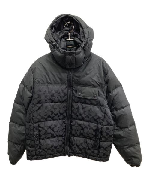 COACH（コーチ）COACH (コーチ) シグネチャー フーデッド パッファー ジャケット ブラック サイズ:Sの古着・服飾アイテム