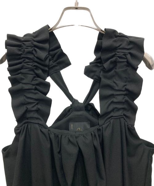 Cen.（セン）Cen. (セン) フリルギャザーサロペット ブラック サイズ:Freeの古着・服飾アイテム
