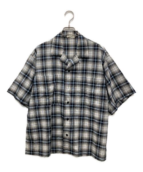 ESLOW（エスロー）ESLOW (エスロー) チェック柄オープンカラーシャツ グレー×ブルー サイズ:2の古着・服飾アイテム