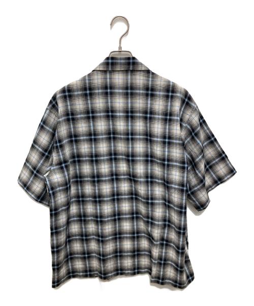 ESLOW（エスロー）ESLOW (エスロー) チェック柄オープンカラーシャツ グレー×ブルー サイズ:2の古着・服飾アイテム