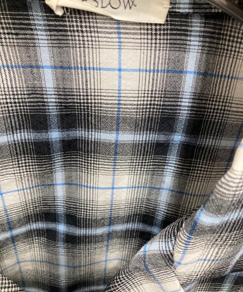 ESLOW（エスロー）ESLOW (エスロー) チェック柄オープンカラーシャツ グレー×ブルー サイズ:2の古着・服飾アイテム