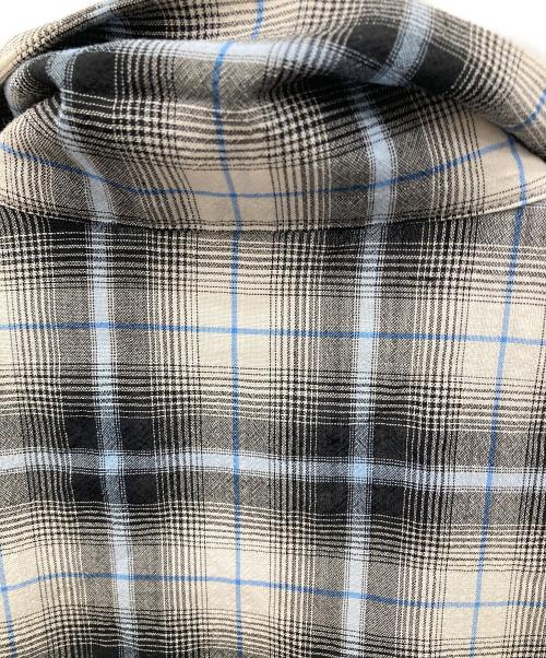 ESLOW（エスロー）ESLOW (エスロー) チェック柄オープンカラーシャツ グレー×ブルー サイズ:2の古着・服飾アイテム