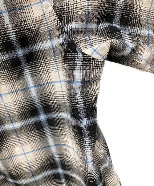 ESLOW（エスロー）ESLOW (エスロー) チェック柄オープンカラーシャツ グレー×ブルー サイズ:2の古着・服飾アイテム