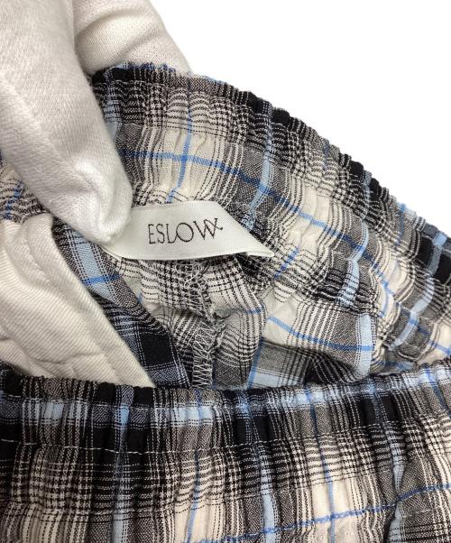 ESLOW（エスロー）ESLOW (エスロー) チェック柄イージーパンツ グレー×ブルー サイズ:2の古着・服飾アイテム