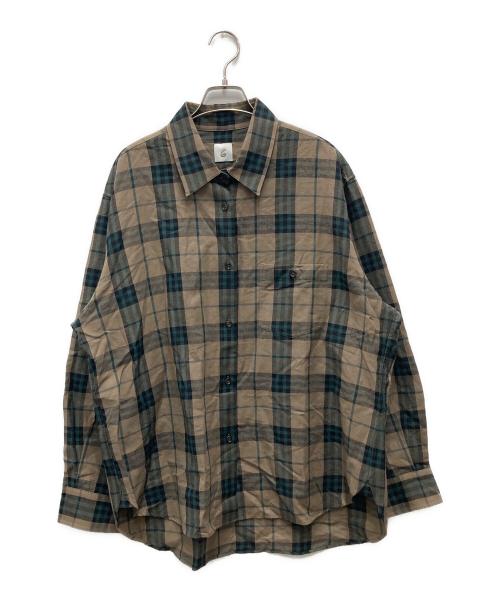 6(ROKU) BEAUTY&YOUTH（ロク ビューティーアンドユース）6(ROKU) BEAUTY&YOUTH (ロク ビューティーアンドユース) コットン チェック シャツ ベージュ×グリーン サイズ:38の古着・服飾アイテム