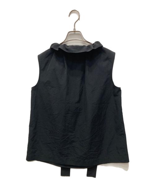 UNITED ARROWS TOKYO（ユナイテッドアローズトウキョウ）UNITED ARROWS TOKYO (ユナイテッドアローズトウキョウ) オーガンジーフリルノースリーブブラウス ブラック サイズ:38の古着・服飾アイテム