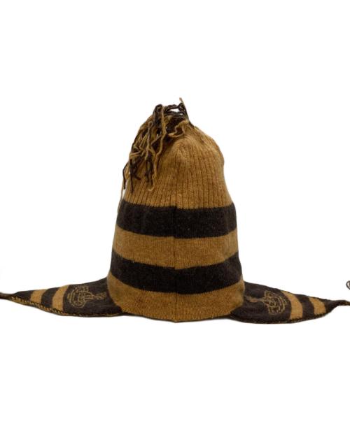 Vivienne Westwood（ヴィヴィアンウエストウッド）Vivienne Westwood (ヴィヴィアンウエストウッド) 耳当てボーダーニット帽 ブラウン サイズ:FREEの古着・服飾アイテム