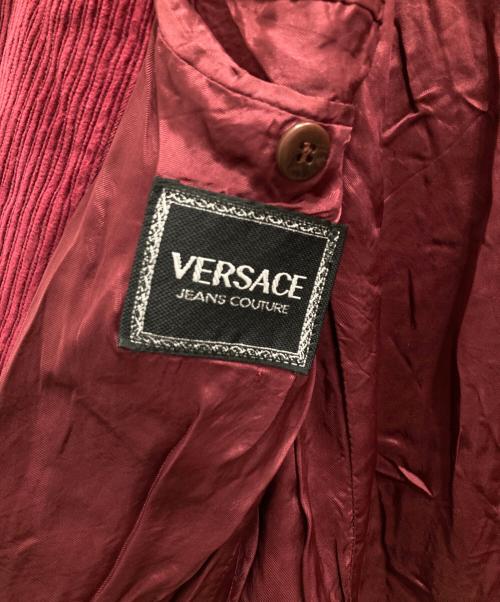 VERSACE JEANS COUTURE（ヴェルサーチ ジーンズクチュール）VERSACE JEANS COUTURE (ヴェルサーチ ジーンズクチュール) メデューサボタンコーデュロイジャケット ボルドー サイズ:不明の古着・服飾アイテム