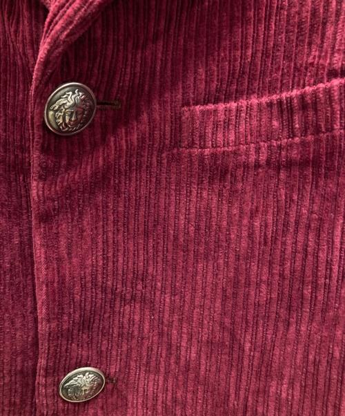 VERSACE JEANS COUTURE（ヴェルサーチ ジーンズクチュール）VERSACE JEANS COUTURE (ヴェルサーチ ジーンズクチュール) メデューサボタンコーデュロイジャケット ボルドー サイズ:不明の古着・服飾アイテム