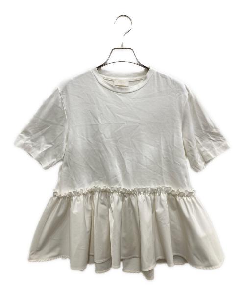 BALLSEY（ボールジィ）BALLSEY (ボールジィ) ジャージコンビ ペプラムプルオーバー ホワイト サイズ:36の古着・服飾アイテム