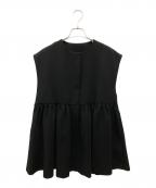 myneマイン）の古着「ギャザーペプラムベスト」｜ブラック