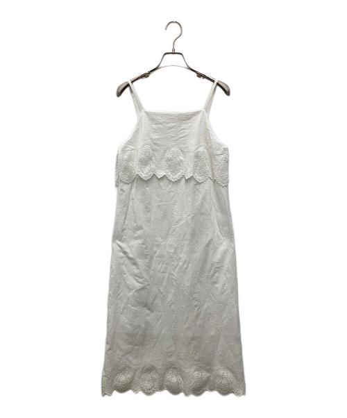 STRATA（エストラータ）STRATA (エストラータ) エンブロイダリースカラップキャミソールワンピース ホワイト サイズ:Freeの古着・服飾アイテム