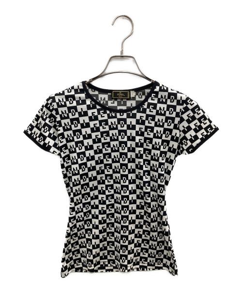 FENDI（フェンディ）FENDI (フェンディ) 総柄Tシャツ ホワイト×ブラック サイズ:40の古着・服飾アイテム