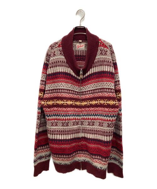 Schott（ショット）Schott (ショット) ニットジャケット ボルドー サイズ:XXLの古着・服飾アイテム