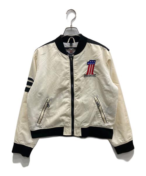 HARLEY-DAVIDSON（ハーレーダビッドソン）HARLEY-DAVIDSON (ハーレーダビッドソン) ブルゾン ホワイト×ブラック サイズ:Mの古着・服飾アイテム