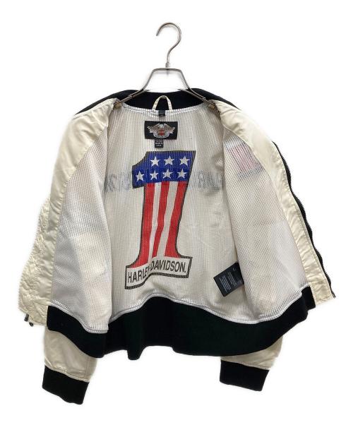 HARLEY-DAVIDSON（ハーレーダビッドソン）HARLEY-DAVIDSON (ハーレーダビッドソン) ブルゾン ホワイト×ブラック サイズ:Mの古着・服飾アイテム