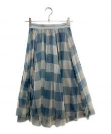 JUSGLITTY（ジャスグリッティー）の古着「シアーギンガムチュールスカート」｜グリーン