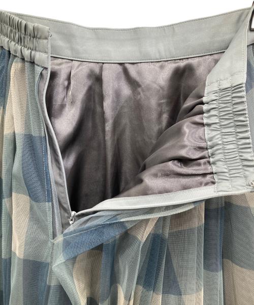 JUSGLITTY（ジャスグリッティー）JUSGLITTY (ジャスグリッティー) シアーギンガムチュールスカート グリーンの古着・服飾アイテム