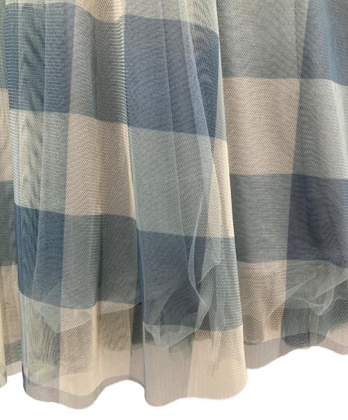 JUSGLITTY（ジャスグリッティー）JUSGLITTY (ジャスグリッティー) シアーギンガムチュールスカート グリーンの古着・服飾アイテム