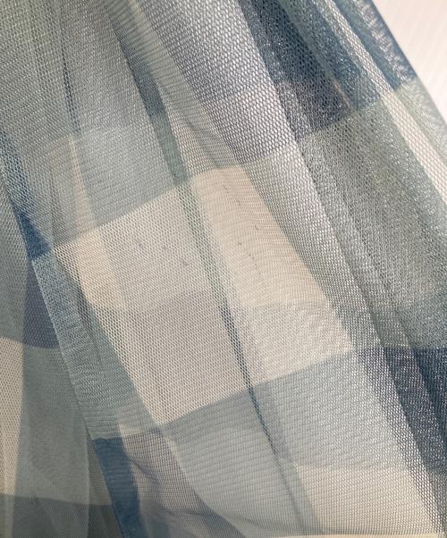 JUSGLITTY（ジャスグリッティー）JUSGLITTY (ジャスグリッティー) シアーギンガムチュールスカート グリーンの古着・服飾アイテム