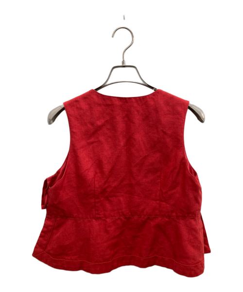 BACCA（バッカ）BACCA (バッカ) リネンVネックブラウス レッド サイズ:36の古着・服飾アイテム