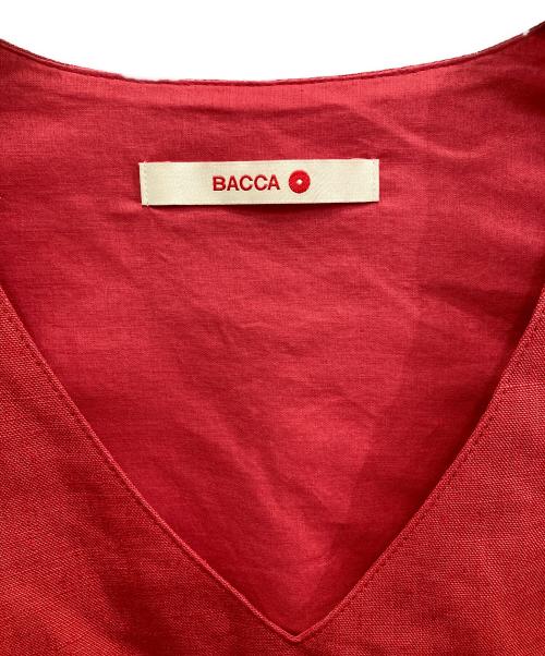 BACCA（バッカ）BACCA (バッカ) リネンVネックブラウス レッド サイズ:36の古着・服飾アイテム