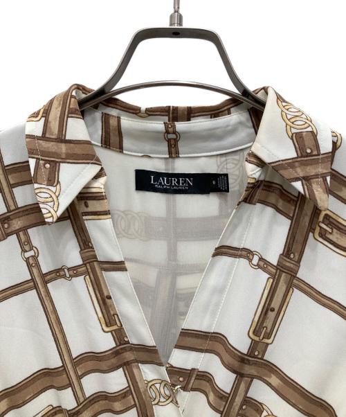 LAUREN RALPH LAUREN（ローレンラルフローレン）LAUREN RALPH LAUREN (ローレンラルフローレン) 総柄ブラウスワンピース アイボリー サイズ:6の古着・服飾アイテム
