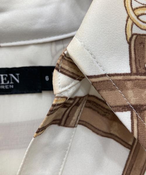 LAUREN RALPH LAUREN（ローレンラルフローレン）LAUREN RALPH LAUREN (ローレンラルフローレン) 総柄ブラウスワンピース アイボリー サイズ:6の古着・服飾アイテム