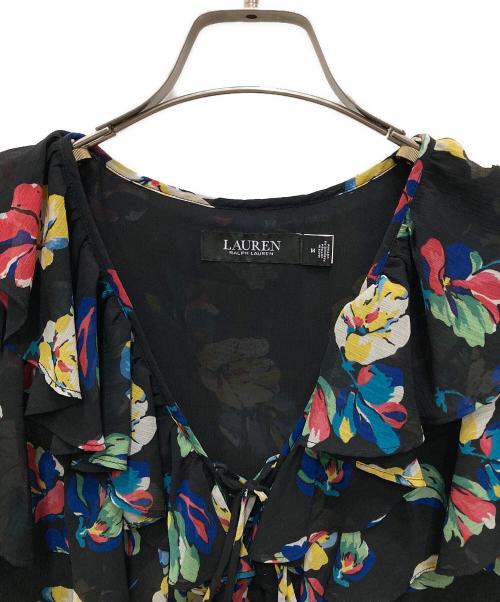 LAUREN RALPH LAUREN（ローレンラルフローレン）LAUREN RALPH LAUREN (ローレンラルフローレン) フリルブラウス ブラック サイズ:Ｍの古着・服飾アイテム