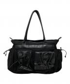 慈雨ジウ）の古着「ナイロンレザートートバッグ」｜ブラック