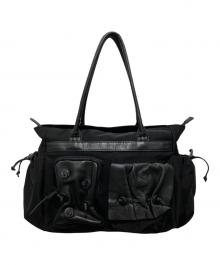 慈雨（ジウ）の古着「ナイロンレザートートバッグ」｜ブラック