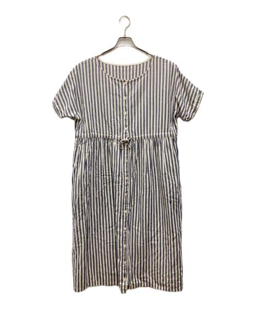 nest Robe（ネストローブ）nest Robe (ネストローブ) リネン混ブラウスワンピース ホワイト×ネイビー サイズ:Freeの古着・服飾アイテム