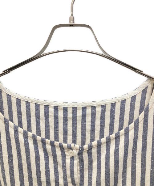 nest Robe（ネストローブ）nest Robe (ネストローブ) リネン混ブラウスワンピース ホワイト×ネイビー サイズ:Freeの古着・服飾アイテム