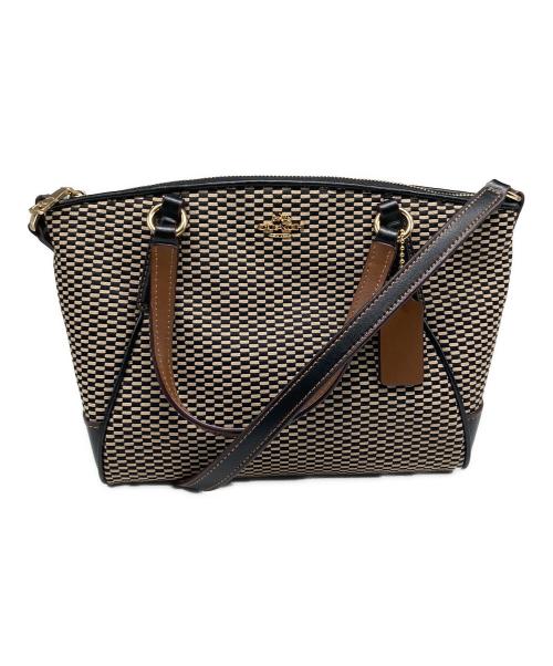 COACH（コーチ）COACH (コーチ) ミニケルシーサッチェル ショルダーバッグ ベージュ×ブラックの古着・服飾アイテム