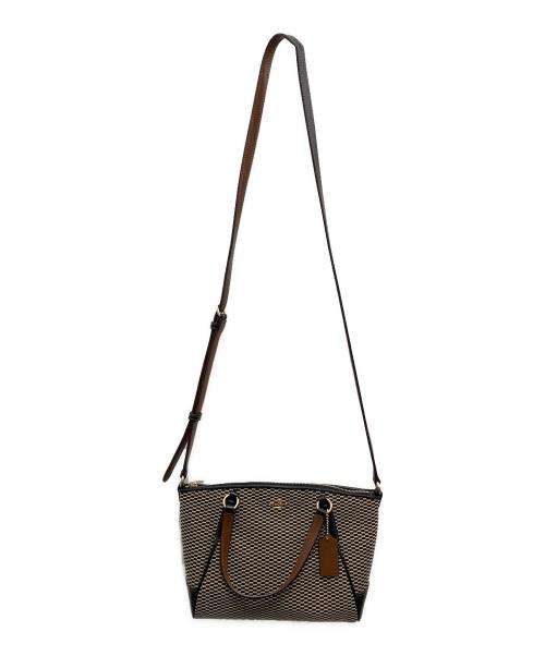 COACH（コーチ）COACH (コーチ) ミニケルシーサッチェル ショルダーバッグ ベージュ×ブラックの古着・服飾アイテム
