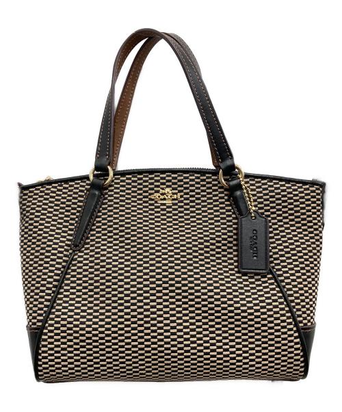 COACH（コーチ）COACH (コーチ) ミニケルシーサッチェル ショルダーバッグ ベージュ×ブラックの古着・服飾アイテム
