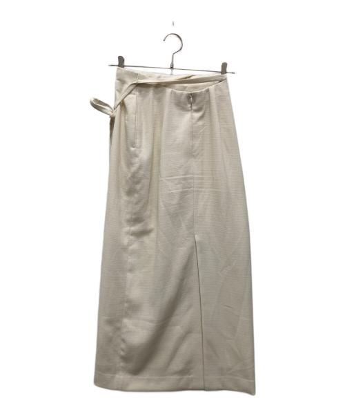 MIESROHE（ミースロエ）MIESROHE (ミースロエ) ベルトデザインストレートスカート ホワイトの古着・服飾アイテム
