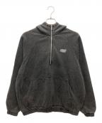 BUDSPOOLバッズプール）の古着「PIGMENT DYE CLASSIC LOGO HALF ZIP HOODED SWEAT SHIRT」｜グレー