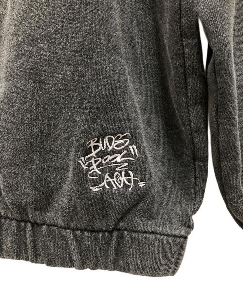 BUDSPOOL（バッズプール）BUDSPOOL (バッズプール) PIGMENT DYE CLASSIC LOGO HALF ZIP HOODED SWEAT SHIRT グレー サイズ:Sの古着・服飾アイテム