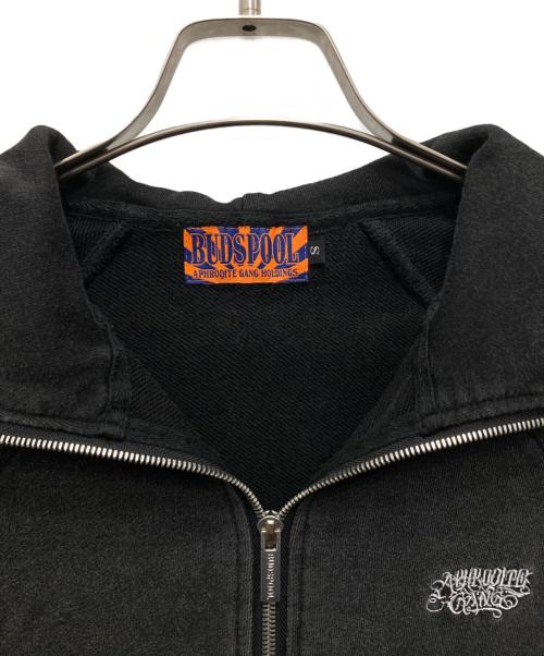 BUDSPOOL（バッズプール）BUDSPOOL (バッズプール) PIGMENT DYE CLASSIC LOGO HALF ZIP HOODED SWEAT SHIRT グレー サイズ:Sの古着・服飾アイテム