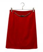 CELINEセリーヌ）の古着「ロゴプレートチェーンタイトスカート」｜レッド