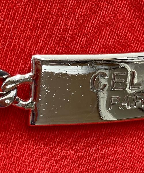 CELINE（セリーヌ）CELINE (セリーヌ) ロゴプレートチェーンタイトスカート レッド サイズ:42の古着・服飾アイテム