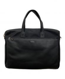 PAUL SMITH（ポールスミス）の古着「ナイロンブライトストライプトリム ブリーフケース」｜ブラック