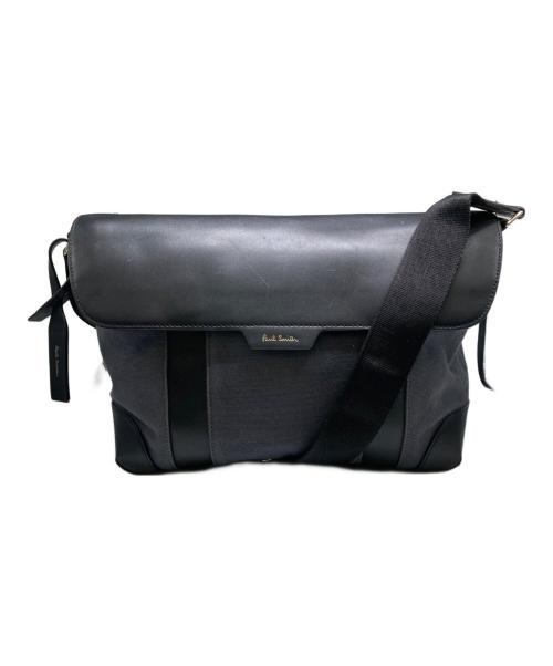 PAUL SMITH（ポールスミス）Paul Smith (ポールスミス) キャンバスレザーショルダーバッグ ブラックの古着・服飾アイテム