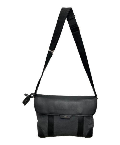 PAUL SMITH（ポールスミス）Paul Smith (ポールスミス) キャンバスレザーショルダーバッグ ブラックの古着・服飾アイテム
