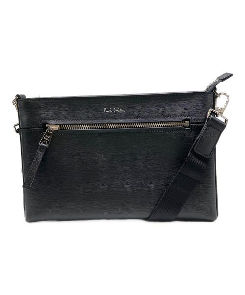 PAUL SMITH（ポールスミス）Paul Smith (ポールスミス) ストローグレインレザーショルダーバッグ ブラック 未使用品の古着・服飾アイテム