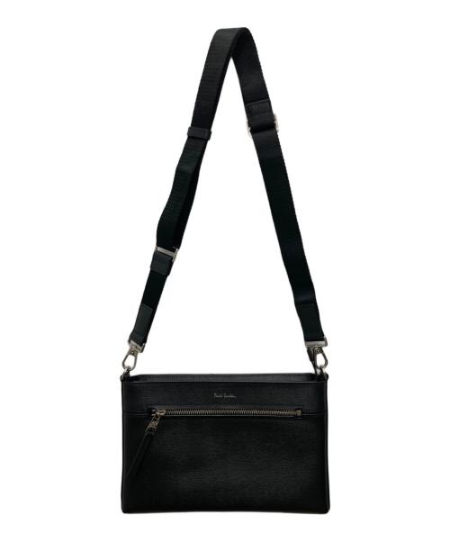 PAUL SMITH（ポールスミス）Paul Smith (ポールスミス) ストローグレインレザーショルダーバッグ ブラック 未使用品の古着・服飾アイテム