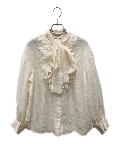 UNITED ARROWS TOKYO（ユナイテッドアローズトウキョウ）UNITED ARROWS TOKYO (ユナイテッドアローズトウキョウ) オーガンジー フリル&ボウタイ ブラウス アイボリー サイズ:表記無し(実寸ご確認ください）の古着・服飾アイテム