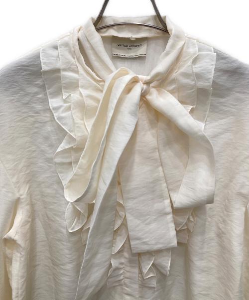 UNITED ARROWS TOKYO（ユナイテッドアローズトウキョウ）UNITED ARROWS TOKYO (ユナイテッドアローズトウキョウ) オーガンジー フリル&ボウタイ ブラウス アイボリー サイズ:表記無し(実寸ご確認ください）の古着・服飾アイテム