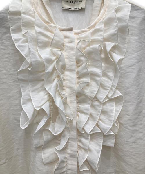UNITED ARROWS TOKYO（ユナイテッドアローズトウキョウ）UNITED ARROWS TOKYO (ユナイテッドアローズトウキョウ) オーガンジー フリル&ボウタイ ブラウス アイボリー サイズ:表記無し(実寸ご確認ください）の古着・服飾アイテム